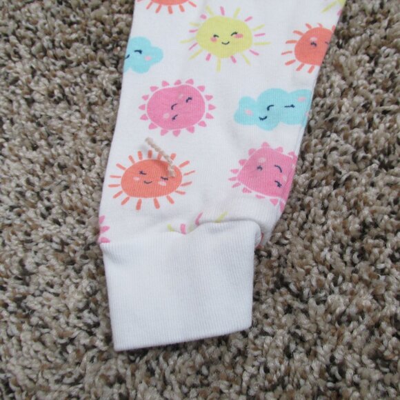 Little Me 2 Pc Pajama Shirt Pants Outfit Girls 12M White Short Sleeve Sun Clouds - Picture 5 of 5